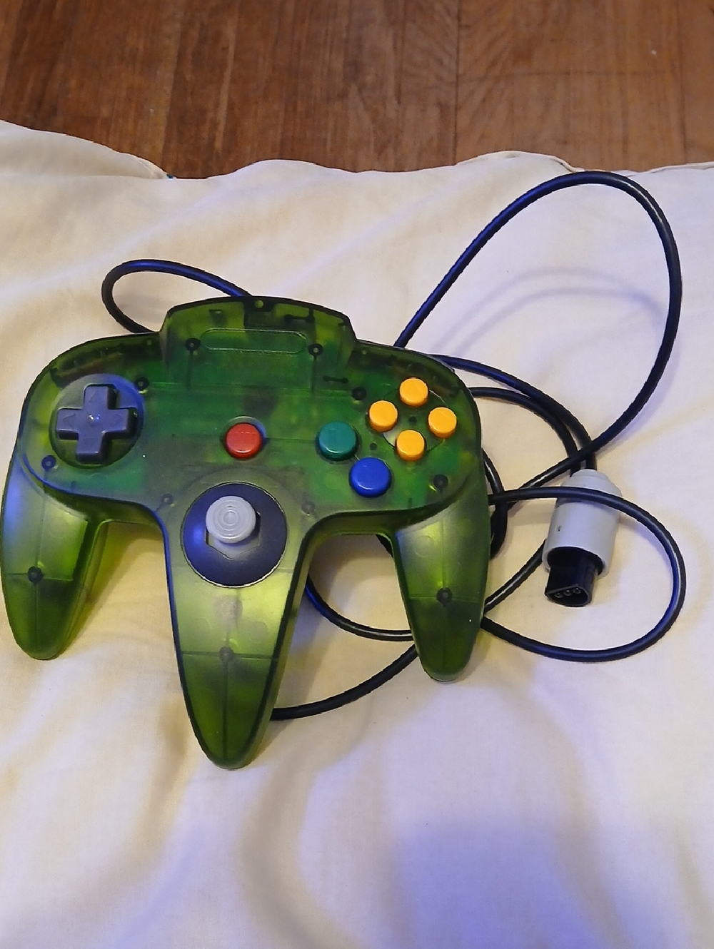 Green Transparent Wired N64-Style Video Game Controller